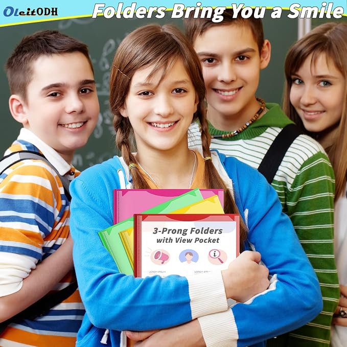 Oleitodh Plastic Folders with Pockets - 60 Pack 20 Colors & 2 Pocket Folder Bulk with 2 Business Card Slots, Heavy Duty File Folders for School Home Office and Business - Image 7
