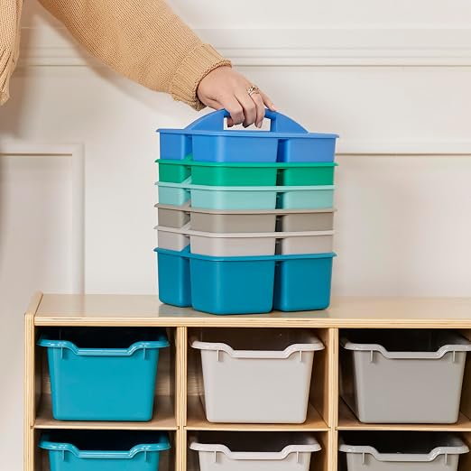ECR4Kids 3-Compartment Small Plastic Caddy, Multipurpose Organization, Contemporary, 6-Pack - Image 7