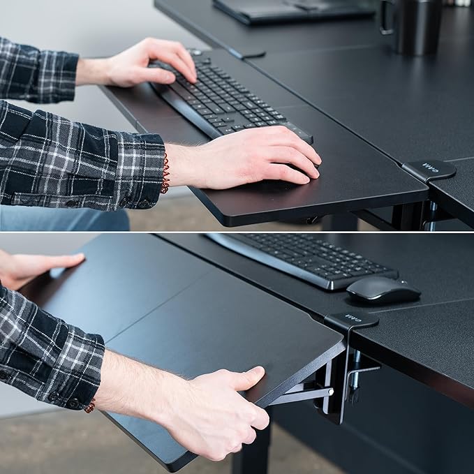 VIVO Black Clamp-on 30 x 12 in Desk Extender, DESK-EXT30 | Foldable, Wrist Support Arm Rest, Office Keyboard Tray, Side Table Extension Attachment - Image 6