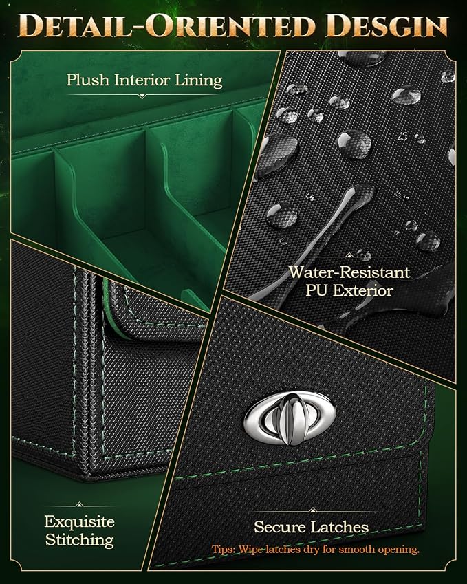 MoKo Trading Card Storage Box for MTG, 3900+Capacity, Black Green | Card box with Dice Tray, Commander Display & Handle, Top Loaders Organizer Case, For Magic Game, TCG PTCG Sport Cards - Image 6