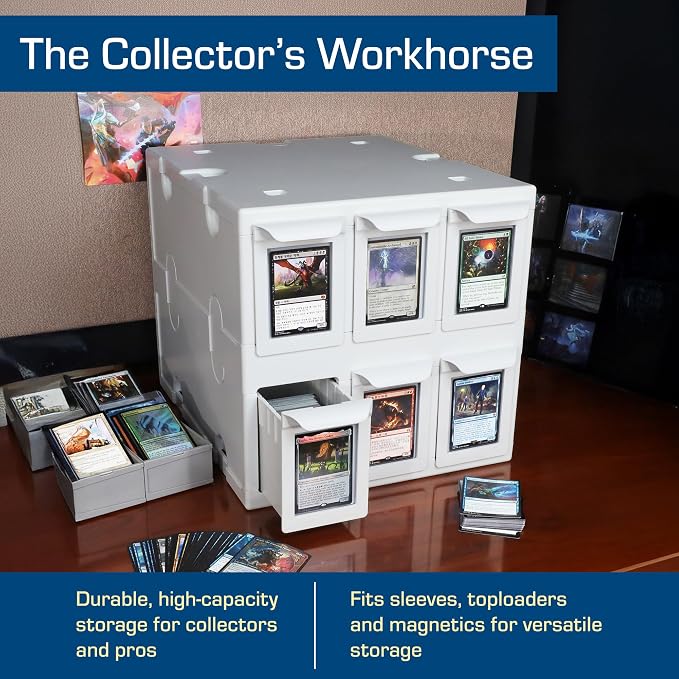 BCW 6 Drawer Card Catalog – White | Stackable Trading Card Organizer Box | Holds Sports Cards, Gaming Cards, Toploaders & Magnetics | Heavy-Duty Plastic Storage with Dividers - Image 7