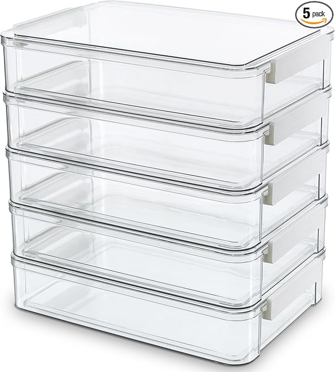 Citylife 5Packs 13''x9''Paper Storage Box with Lids, Clear Organizer | Stackable File Box for Organizing A4 Paper, Letters, Documents, Art Supplies, and Crafts,Project Case by CITYLIFEHomeOrganization