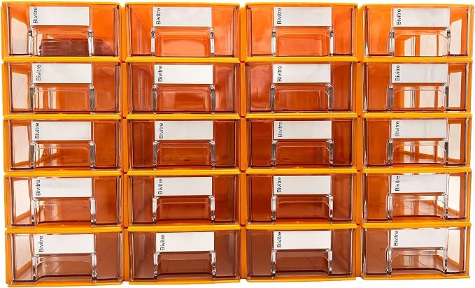 Stackable Storage Drawers Set of 20 with Dividers and Paper Labels - Image 6