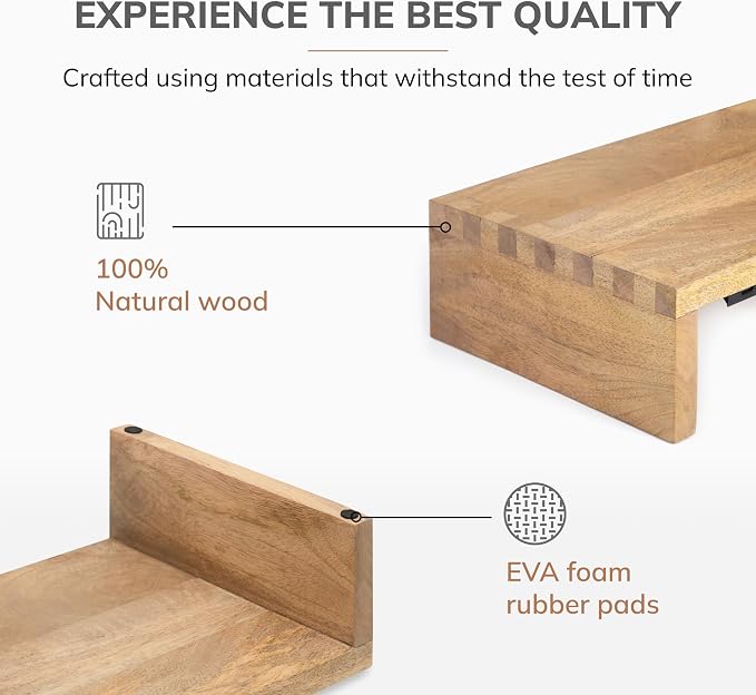 Anji Mountain Wooden Monitor Stand - Elegant Monitor Riser, Perfect Monitor Stand for Desk Organization, Durable Wood Construction monitor stands, Enhances Ergonomics and Workspace Efficiency,Natural - Image 2