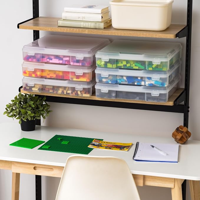 IRIS USA Scrapbook Case |Made in USA| Fits 12"x12" - Thick (6-Pack) - Clear | Portable Plastic Storage Organizers with Built-In Handles for Paper, Art, Board Games, Crafts, Files & Office Supplies - Image 8