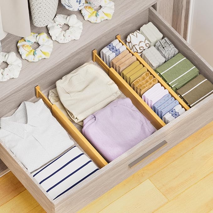 Bamboo Drawer Dividers Organizers, 2.56" High, 17"-21.8" Adjustable, 8 Pack | Expandable Separators, Great for Utensils, Kitchen, Bedroom, Dresser and Office Storage - Image 4