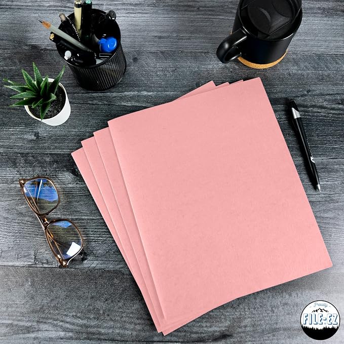 FILE-EZ Two-Pocket Folders, Pink Color, 125-Pack, Durable Textured Paper with Matte Finish, Letter Sheet Size (EZ-32490) - Image 7