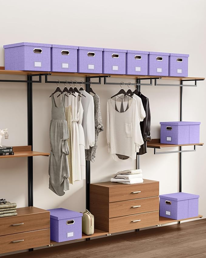 2 Pack File Storage Organizer, Filing Box, Portable File Box with Lid, Fit for Letter/Legal File Folder Storage, Document Organizer, Lavender - Image 7