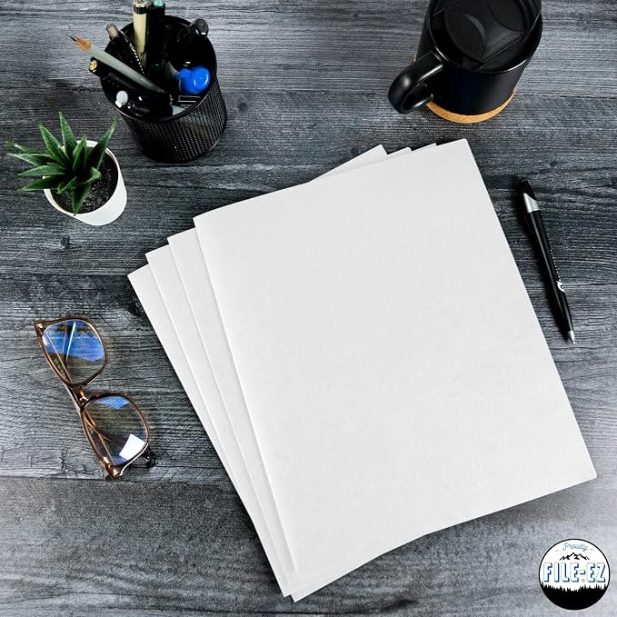 FILE-EZ Two-Pocket Folders, White, 25-Pack, Textured Paper, Letter Size (EZ-32510) - Image 7
