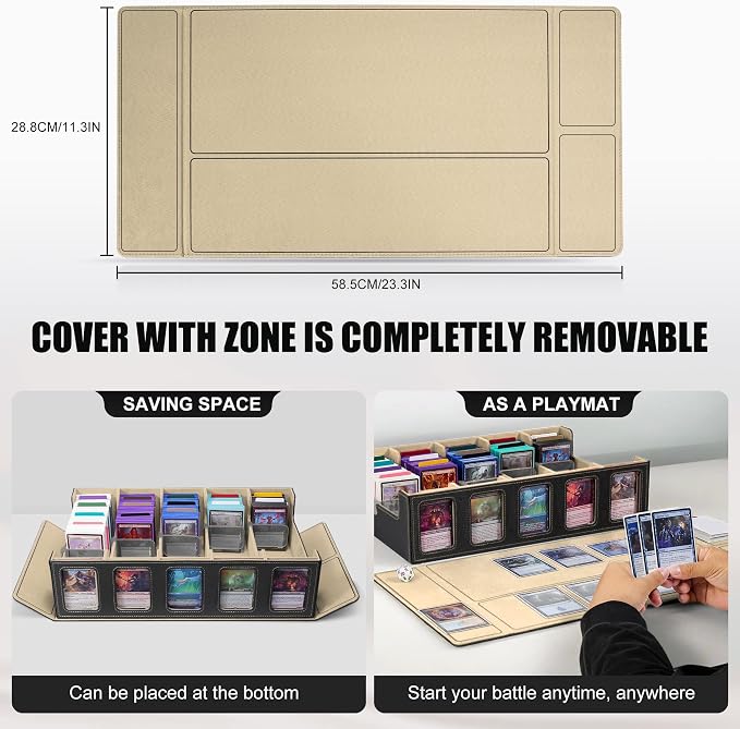 Kabinka Trading Card Storage Box with Commander Display, 5-Row 3900+ MTG Storage Box, Card Deck Box for MTG TCG Sports Card, 5 Top Loaders, 5 Stoppers, 48 Dividers,1 Dice Tray (Black Gold) - Image 5