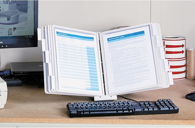 Durable Desktop Reference System with 10 Double-Sided Panels - Letter-Size 8.5" x 11" Inches - Gray SHERPA Design - Desk Reference Organizer - Image 4