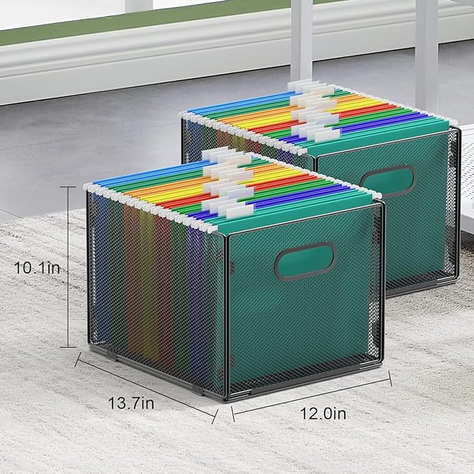 samstar 2 Pack Hanging File Organizer, Mesh File Folder Box Filing Box File Cabinet Organizer Storage Boxes, Letter Size - Image 3