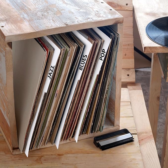 120 Pcs Vinyl Record Dividers Blank LP Divider with 4 Sheets A - Z Alphabet Labels, White Plastic Organizer with Tabs for 33 RPM Storage and Protection - Image 4