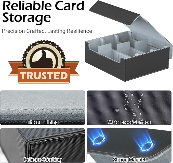 3-Row【2400+】 Trading Card Storage Box, Card Organizer Holder with 8 Dividers, Case Fit for MTG TCG Magic Commander Deck Playing Cards, Deck Box for Sport Card - Image 5