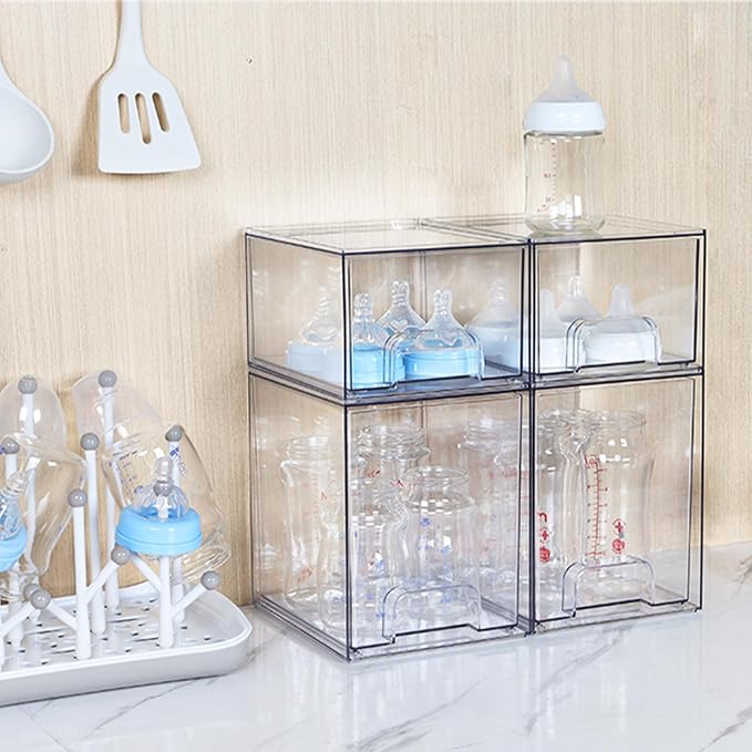 Vtopmart Clear Stackable Storage Drawers, 2 Pack Tall Plastic Organizers | Clear Pull-Out Drawers, Stackable Design for Skincare, Cosmetics, Beauty Supplies, Vanity, Bathroom, Cabinet and Countertop - Image 6