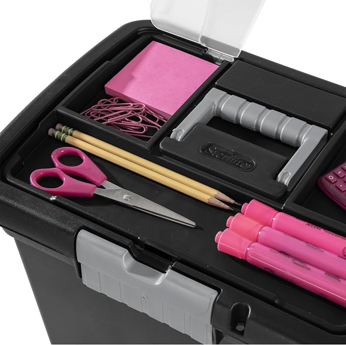 Sterilite Portable File Box, Letter File Storage Bin with Handle, 4 Pack | Heavy-Duty and Stackable Plastic Containers with Latches for Closet, Cabinet, Bedroom, Bathroom and Dorm Room Organization - Image 6