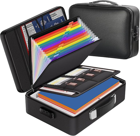 Fireproof Safe Document File Organizer Box, 5200°F Portable File Organizer with Lock,Hard Case Highly Flame-Resistant Fire Proof Waterproof File Bag with Lock, Fire Safe Home Valuables Storage by Zanoal