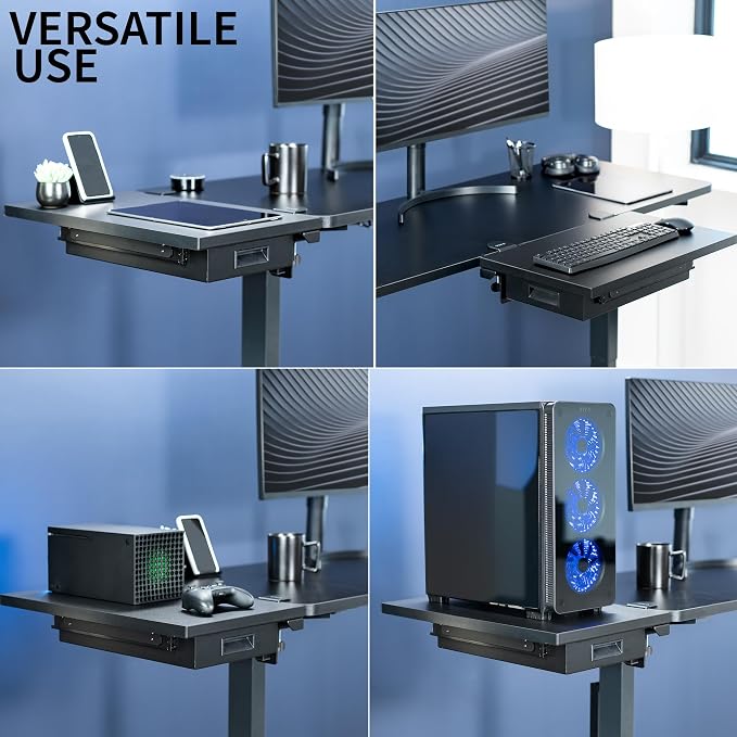 VIVO Black Clamp-on 24 x 14 in Desk Extender, DESK-EXT24D | Premium, Built-in Storage Drawer, Keyboard Tray, Side Table Extension Office Organizer - Image 4