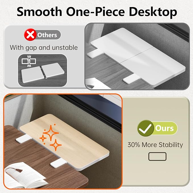 15.7"×7.5" Clamp-on Desk Extender, Monitor and Laptop Riser | Heavy-Duty Side/Top Desk Organizer Shelf, Adjustable Desktop Storage for Office Accessories, Light Wood - Image 5