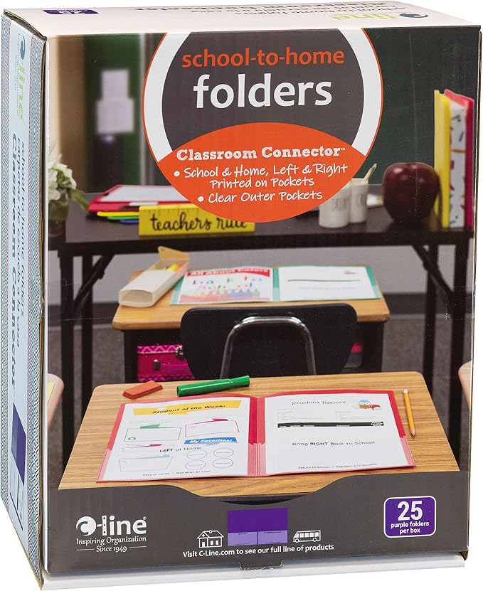 C-Line Classroom Connector School-to-Home Folders, Purple, 25 per Box (32009) - Image 4
