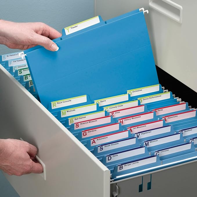 Smead FasTab Hanging File Folders, 20 Count, Blue, 1/3-Cut Built-in Tabs, Letter Size (64099) - Image 6