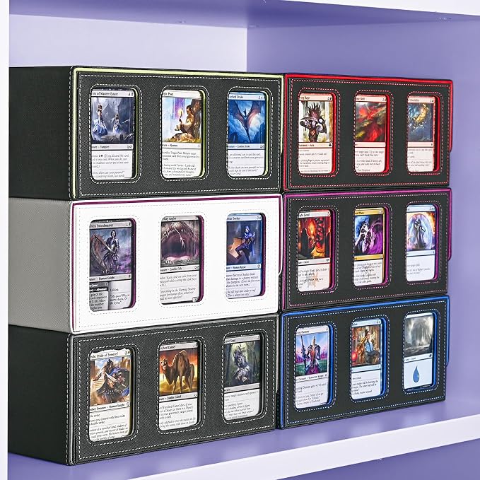 UAONO 3-Row Trading Card Storage Box with Commander Display, Black Purple | 1800+ Commander Deck Box for MTG, Bulk Card Case Fits Magic TCG PTCG Sports Cards, 10 Dividers & 3 Stoppers - Image 7