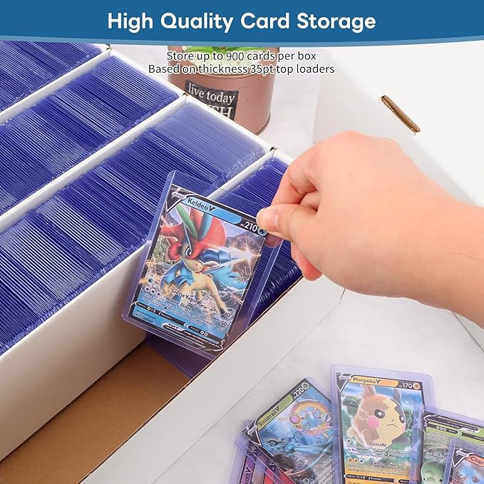 4 Pack Card Storage Box, 3700 Count Trading Card Storage Box White Sports Storage Cards Box Organizer Sorting Tray Cases Box for Storing Protecting and Organizing Soccer Cards - Image 2