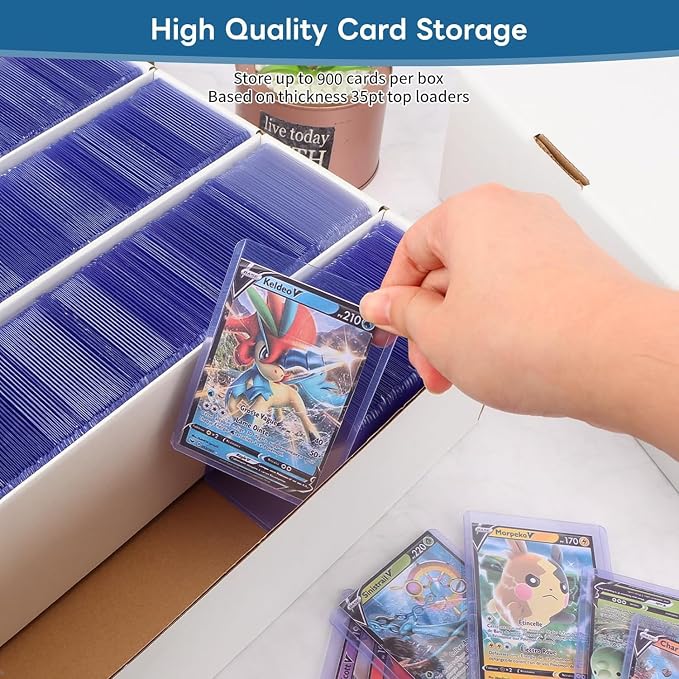 6 Pack Card Storage Box, 3700 Count Trading Card Storage Box White Sports Storage Card Box Organizer Sorting Tray Cards Sleeve Cases Box for Storing Protecting and Organizing Soccer Cards - Image 2