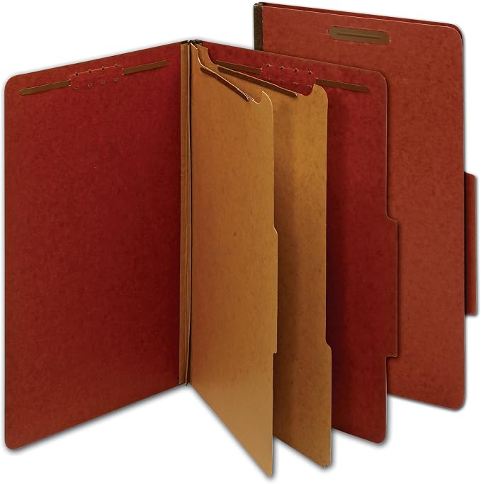 Globe-Weis Classification Folders, Legal Size, 2 Dividers, 6 Embedded Fasteners, Red, 10 Folders per Pack (29075) - Image 3