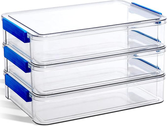 Citylife 3Packs 9''x13''Plastic Storage Bins with Lids,Stackable File Box | Clear Latches Organizing for A4 Paper,Letters,Documents,Art Supplies,and Crafts,Portable Project Case for Drawers by CITYLIFEHomeOrganization