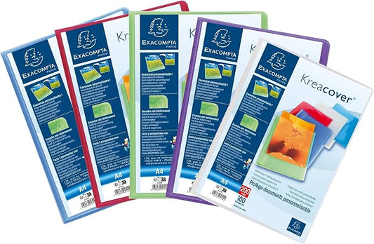 Exacompta Kreacover Semi-Rigid PP Display Book, A4, 100 Pockets - Assorted Colours, Pack of 8 by +Office+Supplies