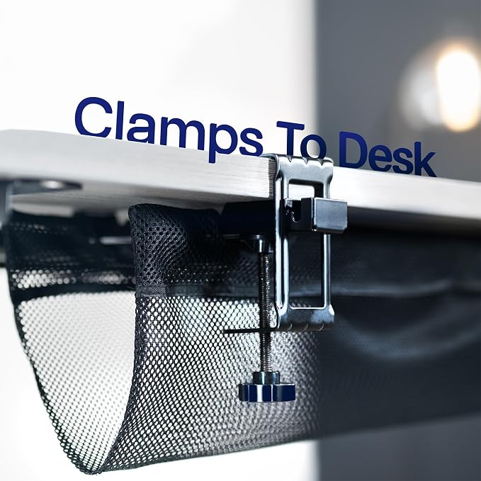 VIVO No Drill Clamp-on 24 inch Mesh Net Under Desk Cable Management Wire Organizer, Adjustable Home Office Standing Desk Cord Storage Sleeve, Black, DESK-AC24MH - Image 3