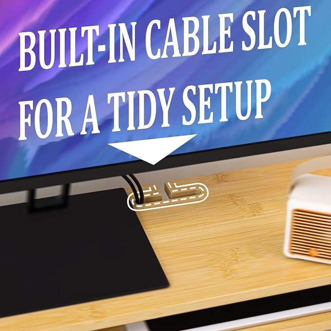 Homerays Monitor Stand with Drawer, Exquisite Computer Monitor Stand for Desk, Ergonomic Wood Monitor Stand Riser for Computer,Laptop,Printer,TV,Upgrade Bamboo - Image 3