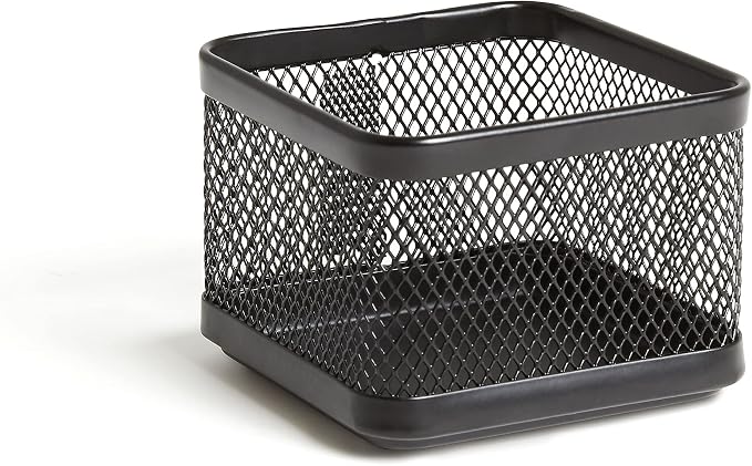 TRU RED Small Stackable Wire Mesh Accessory Holder, Matte Black – Desktop Organizer for Office Supplies by TRURED