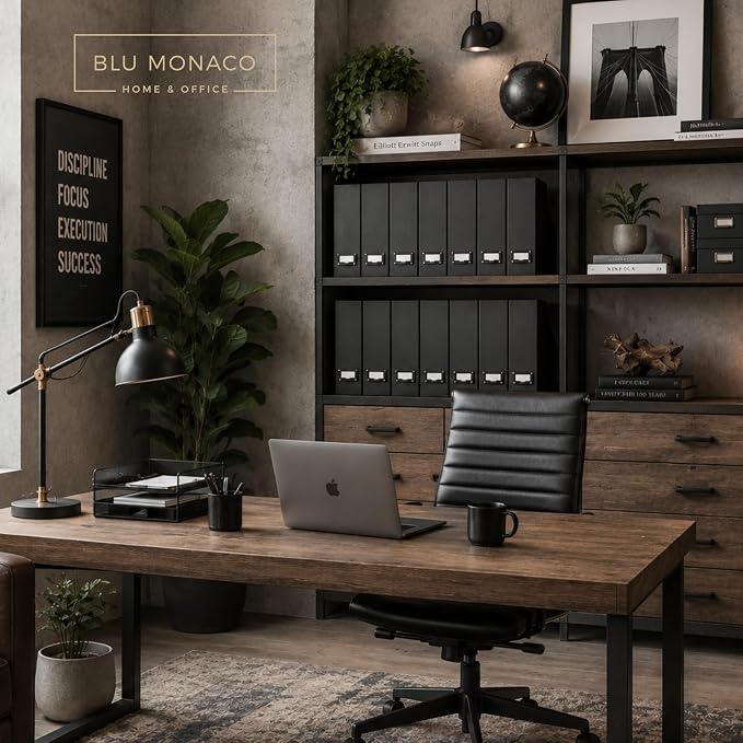 BLU MONACO Foldable Black Magazine File Holder | Set of 6 Cardboard Desk Organizer Boxes | Vertical Magazine File Holder | Standing File Holder | Office Classroom or Home - Image 2