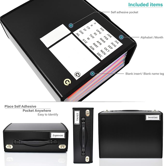 CNK Accordion File Folders with 36 Pockets Organizer for Document Paper Storage Folder Documents Expanding Binder Folio Pocket Receipt Filing Expandable Files Dividers Labels Letter Durable Handle - Image 5