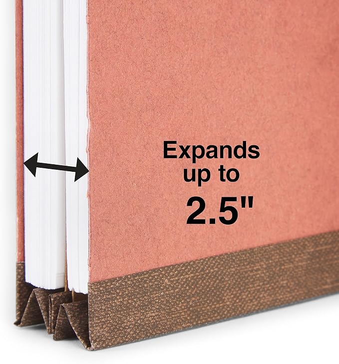 Staples 100% Recycled Pressboard Classification Folders, Letter Size, 2‑Dividers, 2.5" Expansion, Brick Red – 40/Carton - Image 3