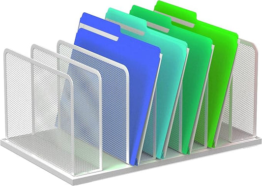 Kuntine.B 7-Section Upright Desk File Organizer Silver 1 Pack | Vertical, Mesh, Metal, Assembly, Stability, Sturdiness, Organization, Standing by KuntineB