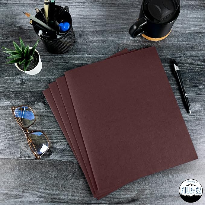 FILE-EZ Two-Pocket Folders, Dark Red Maroon Crimson Burgundy Color, 25-Pack, Textured Paper, Matte Finish, Letter Sheet Size (EZ-32559) - Image 7