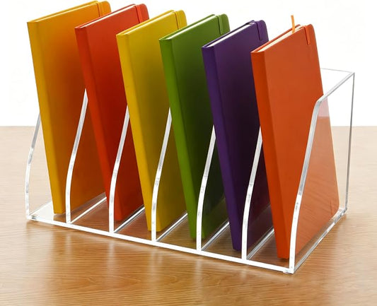 Lovemolly Acrylic Magazine File Holder – 6-Slot Clear Desk Organizer, Vertical Document Sorter for Office, Home & Classroom, No-Assembly Tabletop Rack for Folders, Books & Tablets, 7.09x12.01x6.3 in by Unknown
