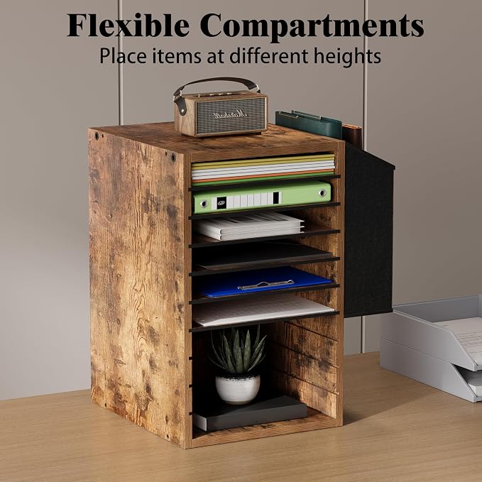 Unionly 10Tier Adjustable Mail Sorter,Wood Paper Organizer for Class,Office | Office Mailbox with name slot,Literature Organizer with side pocket,Wooden File Storage Organizer for school,classroom,office - Image 2