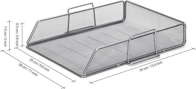 EXERZ Paper Trays Stackable 6pcs including 4 x Sorters, 1 x Top Tray,1 x Side Basket - Metal Desk Organiser/File Holder - Office, School - Image 3