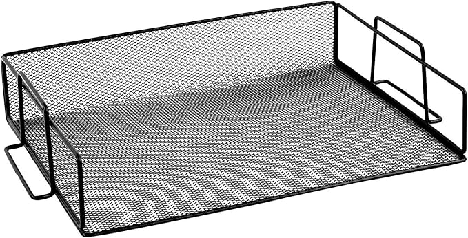 YBM HOME Mesh Stackable Letter Tray Desk Organizer for Documents, Papers, Files, and Legal Letters, Black Paper Tray Organizer for Desktop Office, Home, College or Dorm Room - 1 Unit, Black 2251 by YBMHome