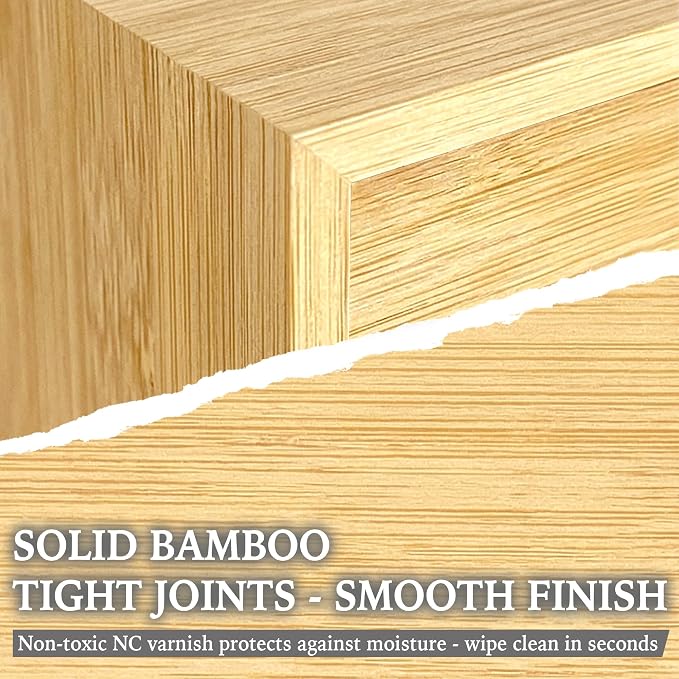 Bamboo Desk Organizer with 3 Drawers, Wood Storage Box for Office Supplies | Solid Tabletop Drawer Chest with Open Display Top, 13.4 x 7.3 x 8.1 in, No Assembly - Fits Countertop, Vanity and Dorm - Image 5