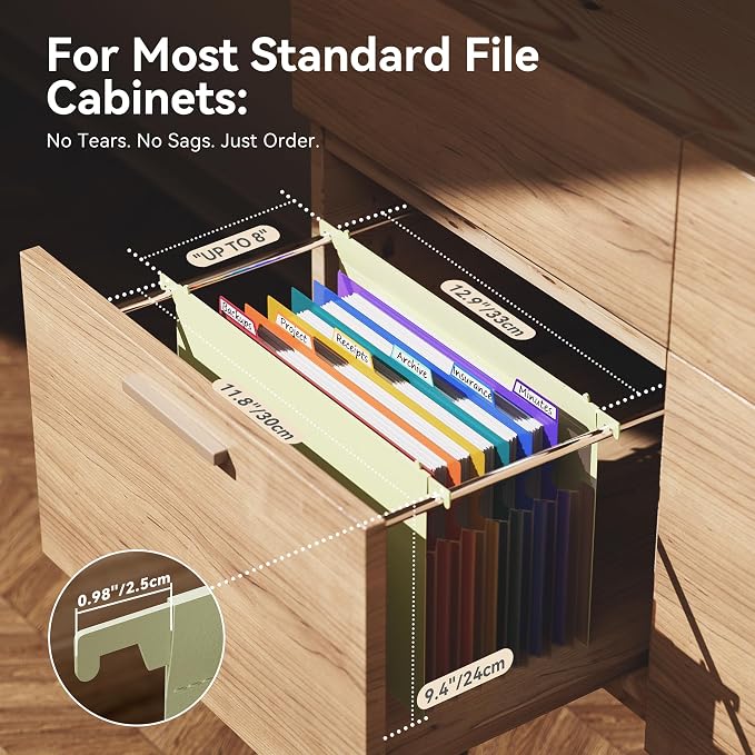 ThinkTex Plastic Expanding Hanging File Folders, 7 * 1.2" Accordion Pocket | Large Capacity, Multi-Color Tabs, Letter Size for Filing Cabinet - Yellow - Image 2