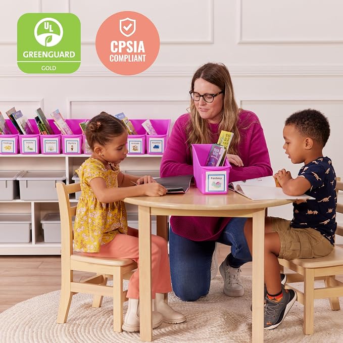 ECR4Kids Linking Plastic Storage Book Bin, Multipurpose Organization, Neon Purple, 10-Piece - Image 6