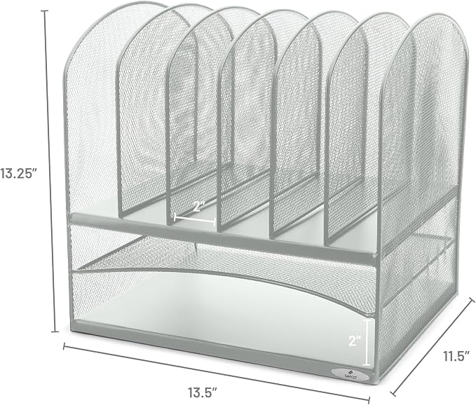 Safco Onyx Desk Organizer with 6 Vertical & 2 Horizontal Trays, File Organizer for Home, Office, Classroom & More, Steel Mesh Construction - Image 2