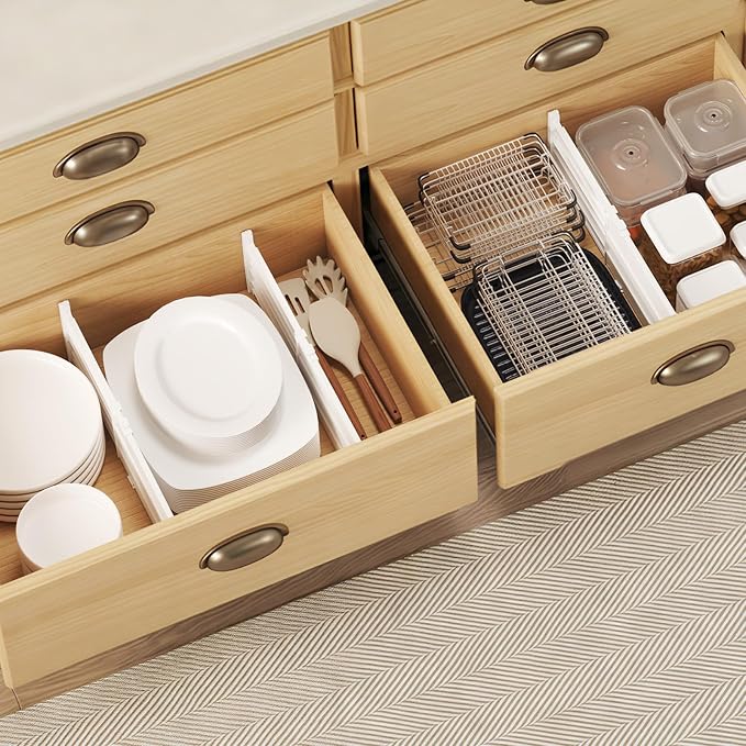 Lifewit 6" Tall Drawer Dividers, Adjustable Deep Drawer Organizer Clothes | 12 Pack 11.5"-18.5" Expandable White Plastic Separators for Dresser, Kitchen, Cabinet, Closet, Office Organization & Storage - Image 10