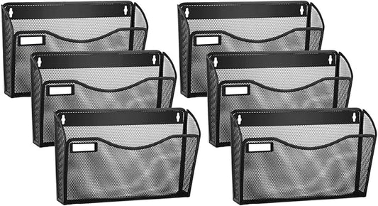 samstar 6 Pack Mesh Wall Mounted File Holder Metal Wall File Pocket Mail Organizer for Office/Home(with Label Panel) by Samstar