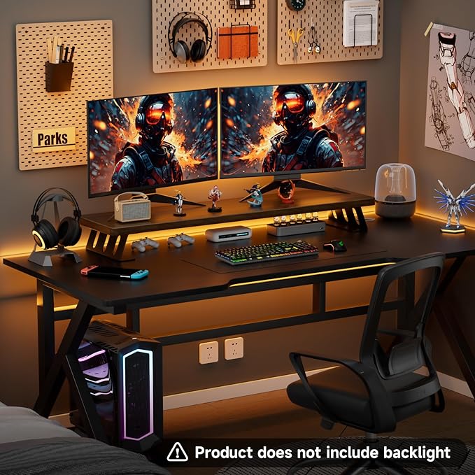 Dual Monitor Stand, 39 Inch Large Wood Monitor Stands for 2 Monitors - Image 4